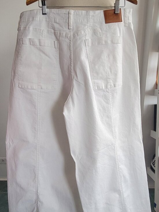 Robert Rodriguez Denim - Robert Rodriguez Chalk Barrel Seamed High White Denim Jeans